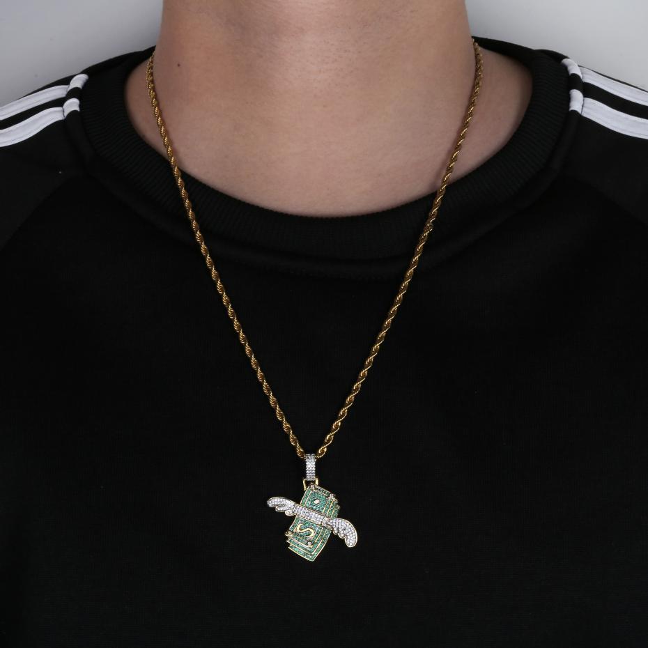 Iced Out Flying Cash Pendant