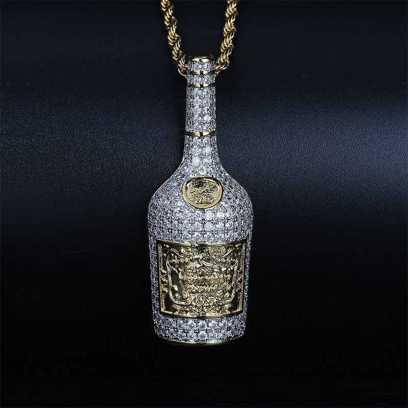 Iced Out Champagne Bottle Pendant
